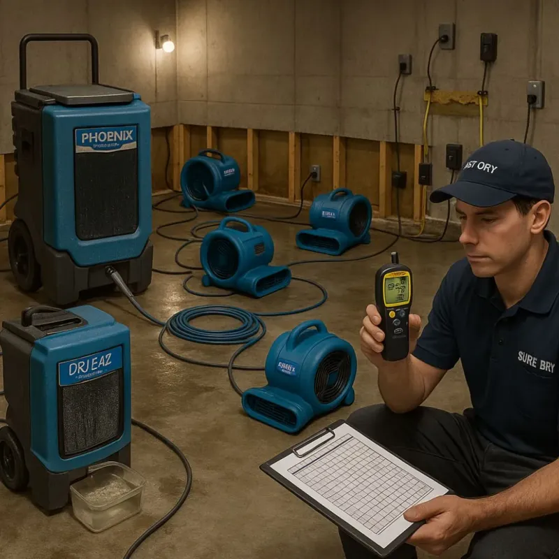 Structural Drying and Dehumidification process in Somonauk, IL